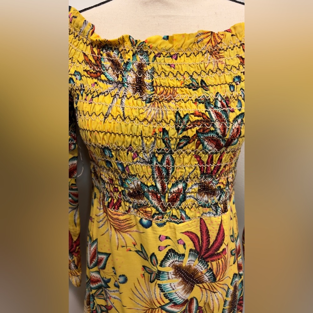 New with tag yellow floral dress by Farm Rio from Anthropologie size M - Picture 2 of 12